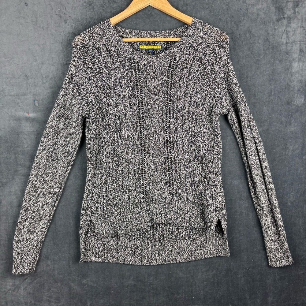 Prince & Fox Black and White Knit High-Low Sweater Sz Large